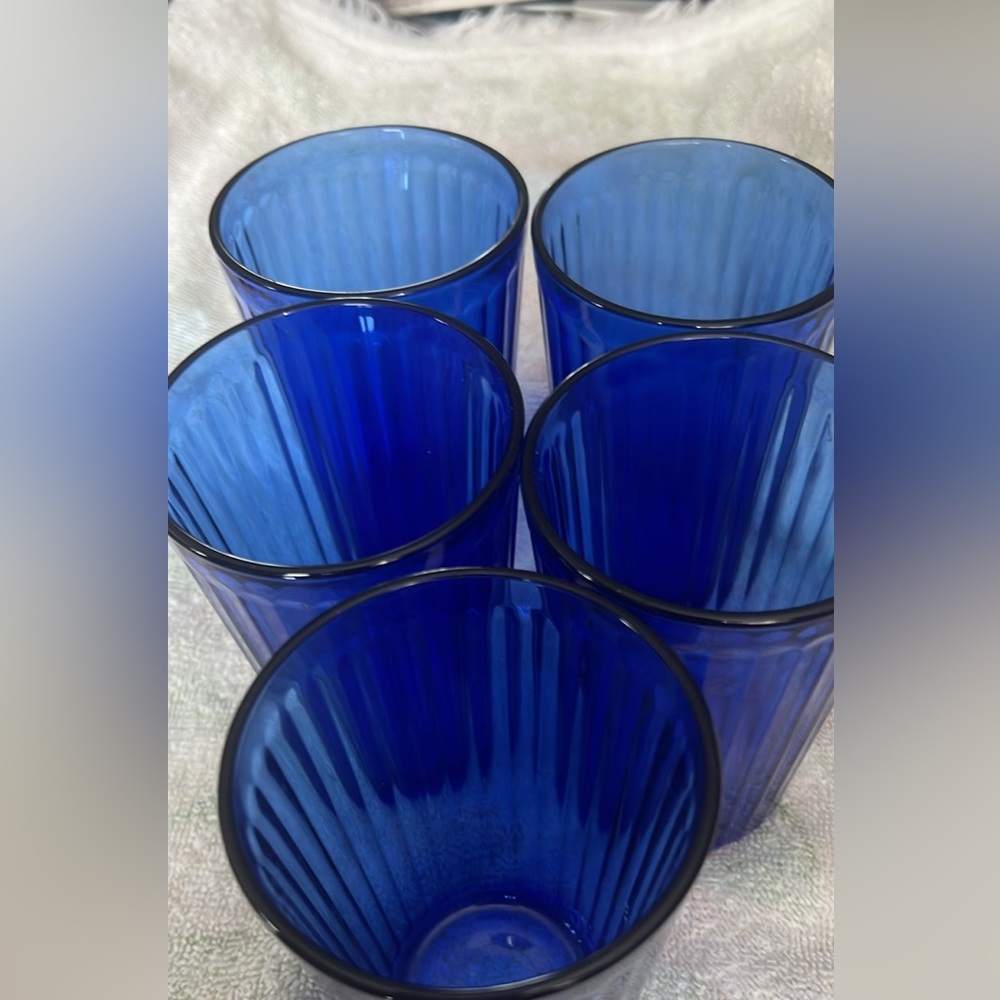 (5) IKEA  Cobalt Blue Glass Tumblers Ex. Condition.